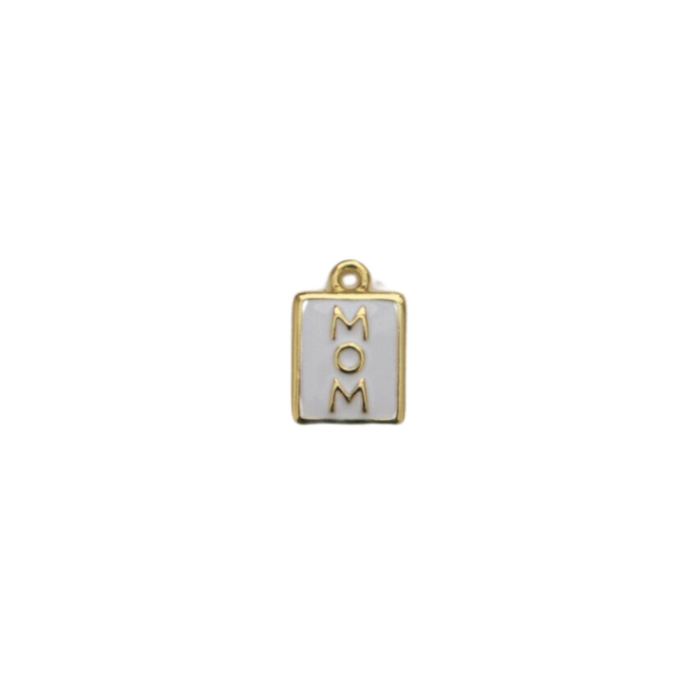 Gold Filled White Mom Pendant