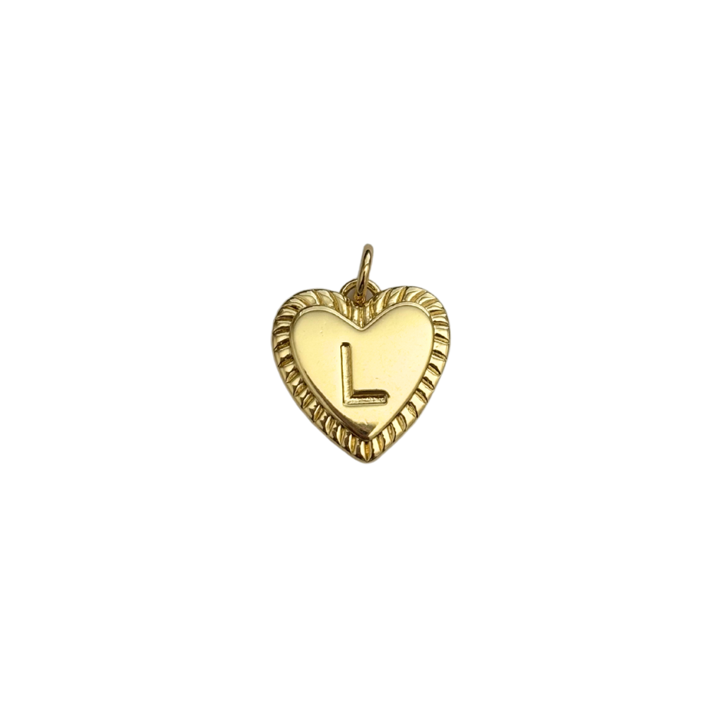 Gold Filled Textured “L” Heart