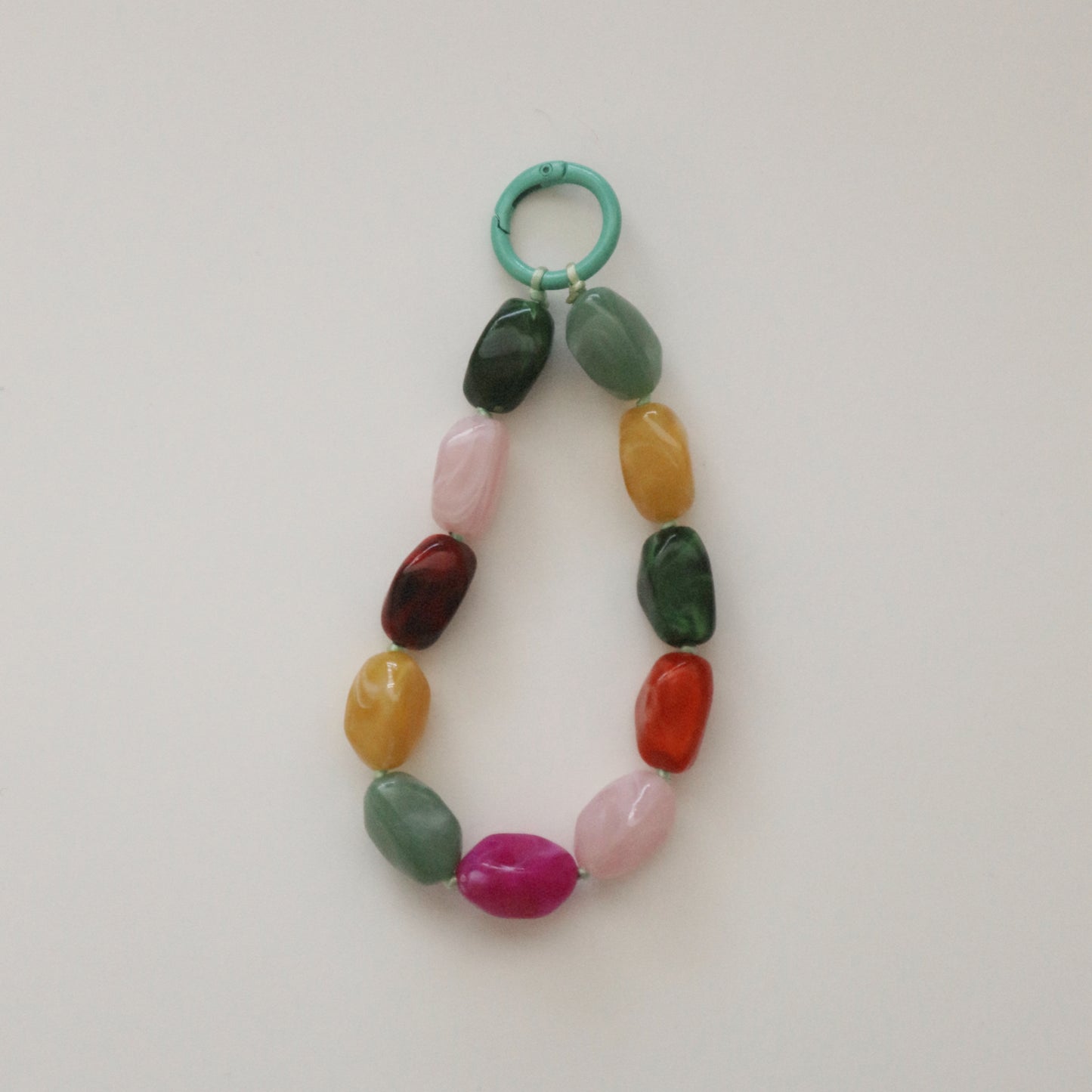 Dark Multi Colored Gemstone Loop Bag Charm
