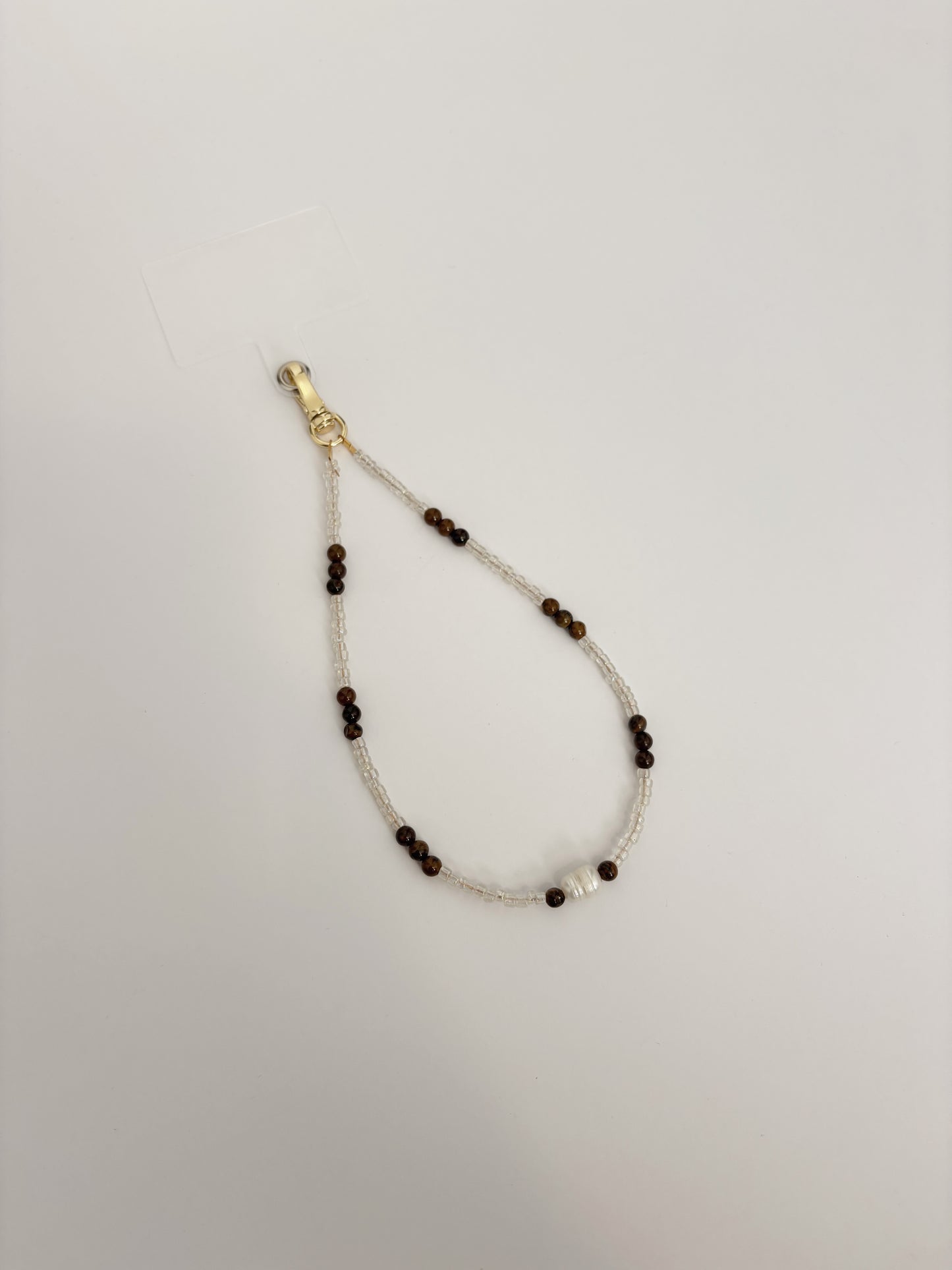 Dainty Brown Beaded Phone Chain