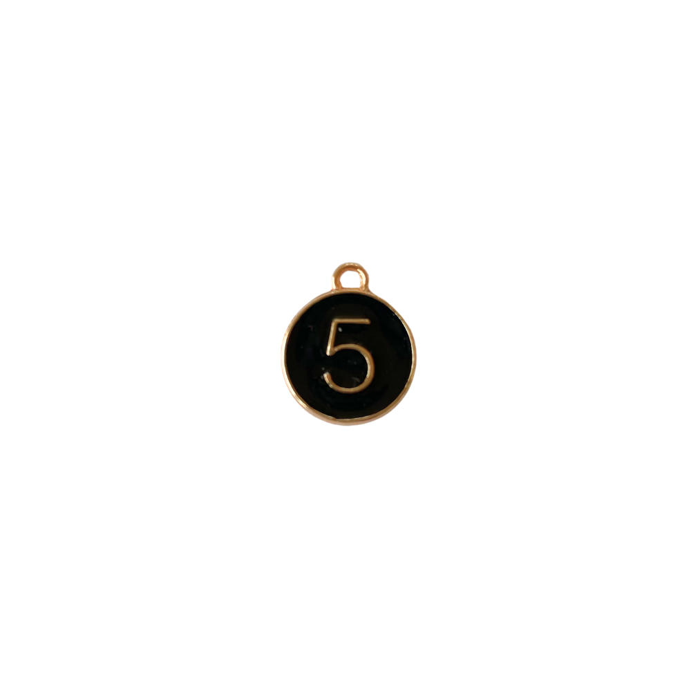 Black Circle “5” Charm