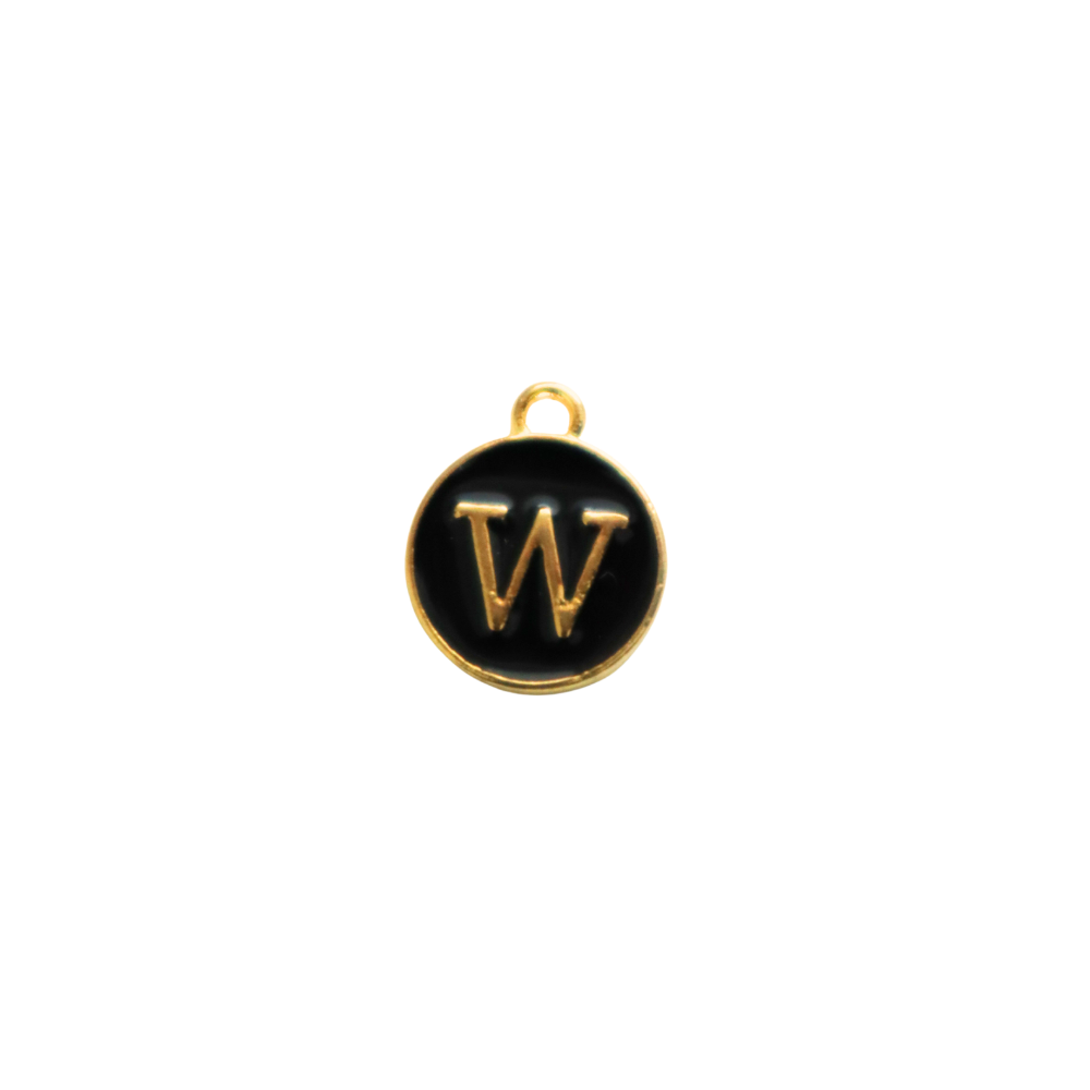 Circle Black “W” Charm