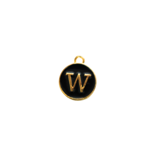 Circle Black “W” Charm