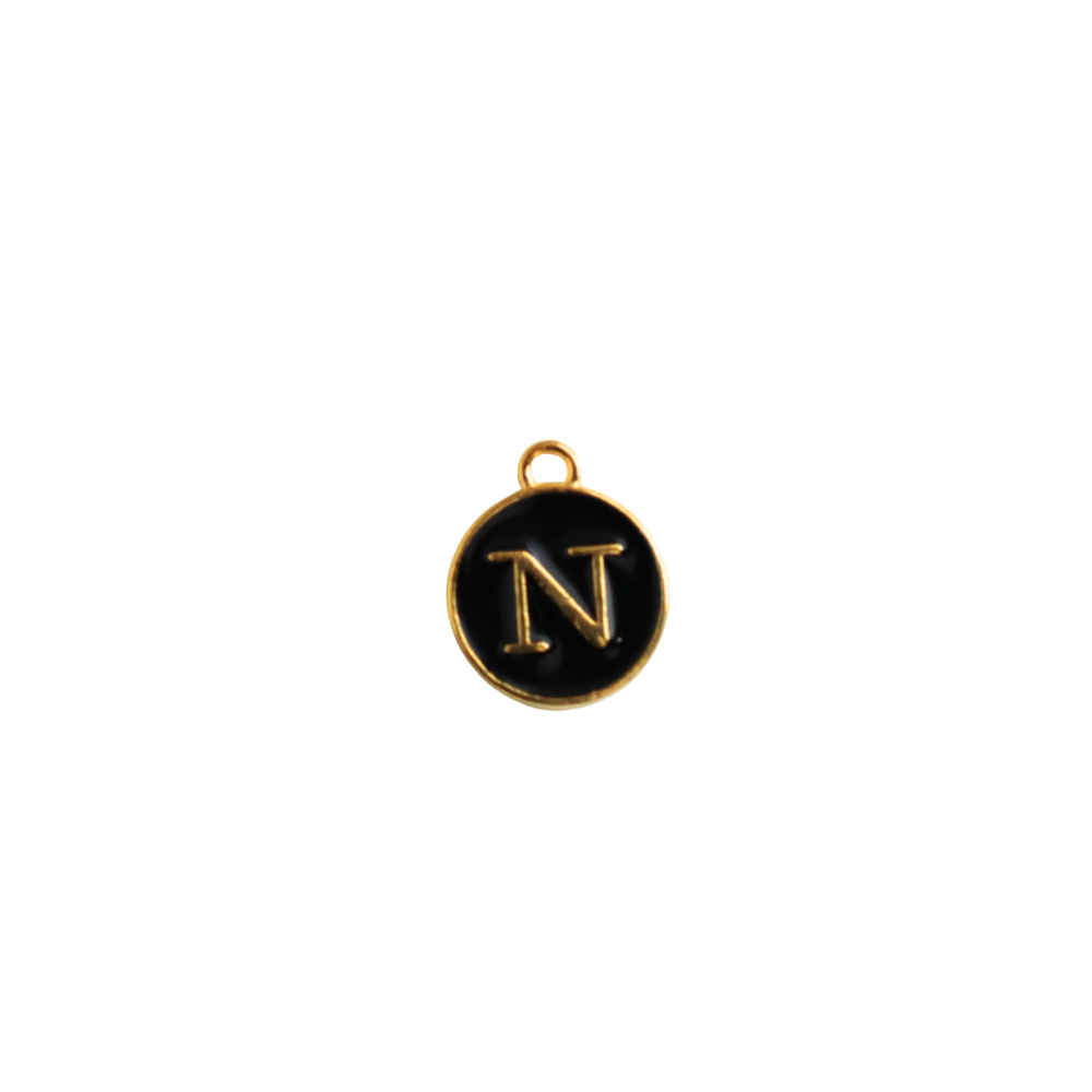 Circle Black “N” Charm