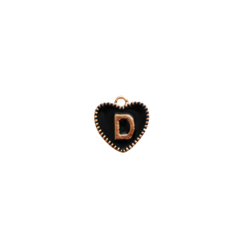 Black Textured “D” Heart