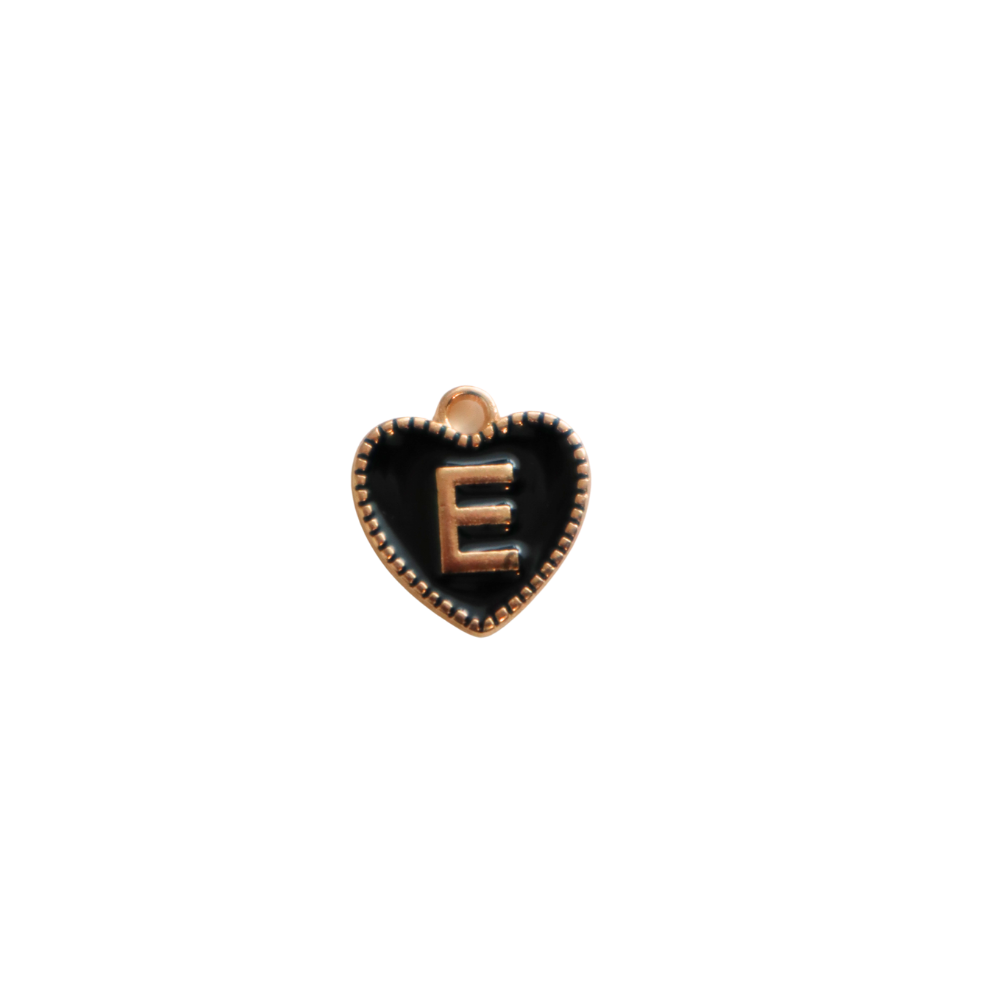 Black Textured “E” Heart