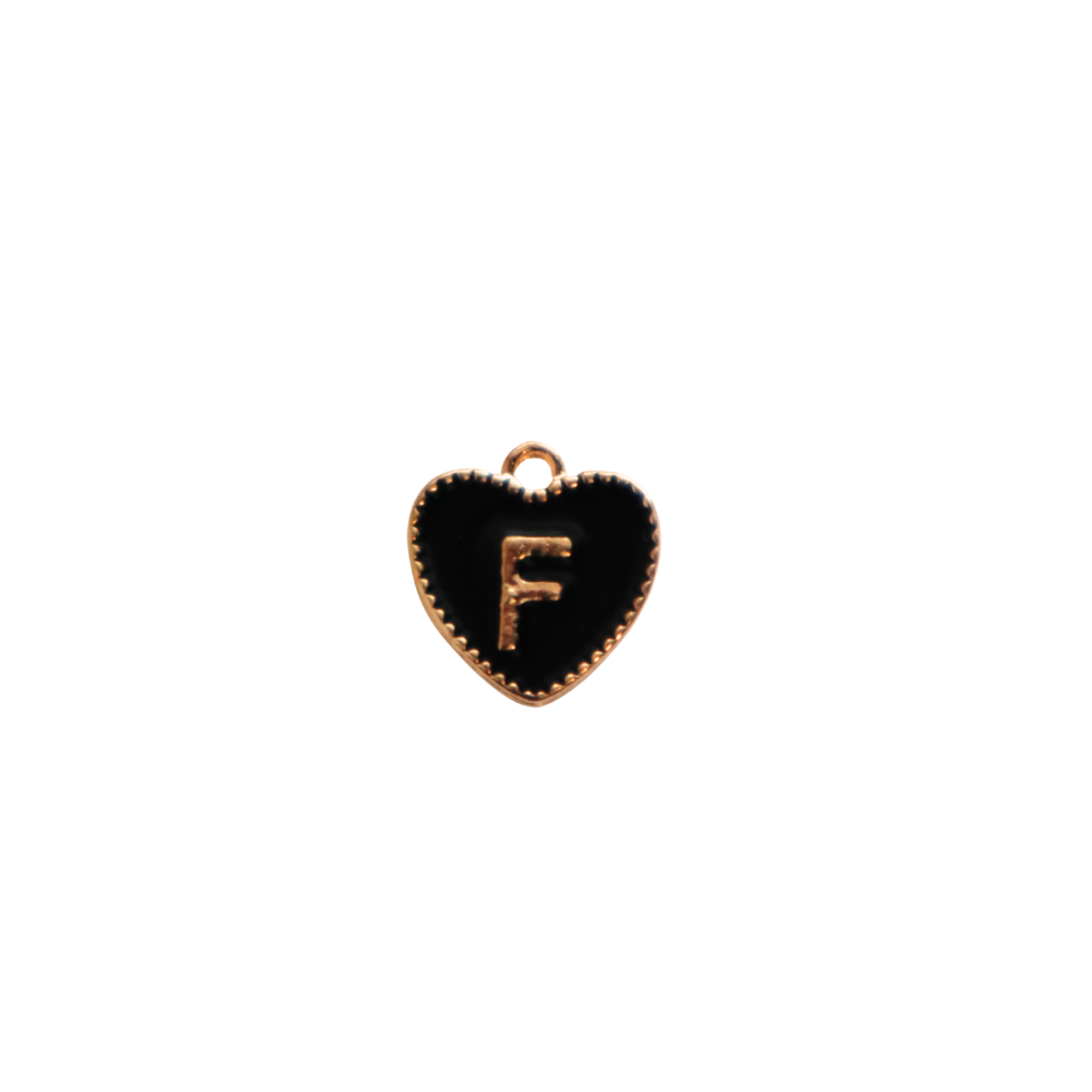 Black Textured “F” Heart