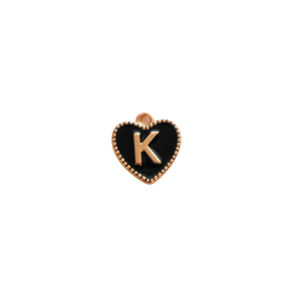 Black Textured “K” Heart