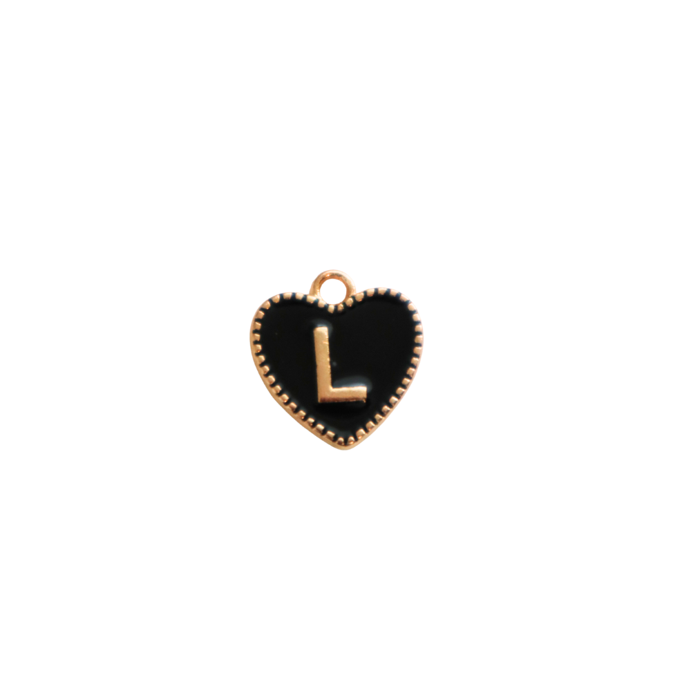 Black Textured “L” Heart