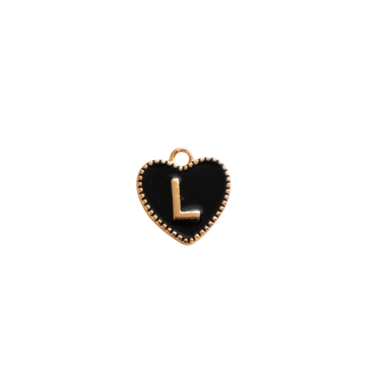 Black Textured “L” Heart