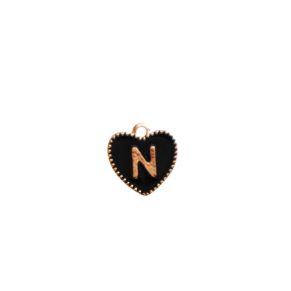 Black Textured “N” Heart