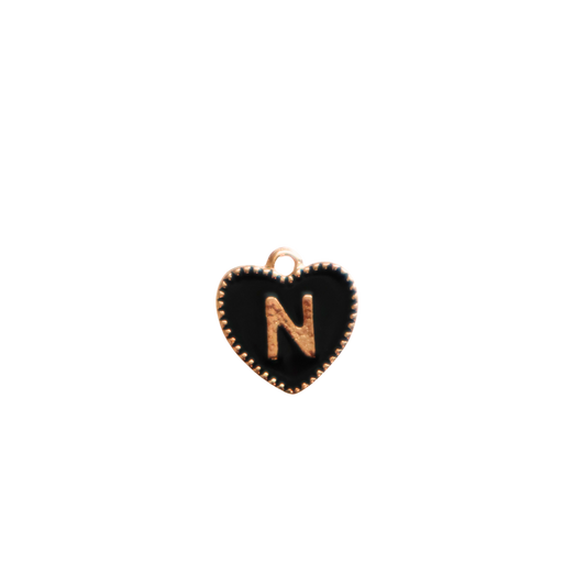 Black Textured “N” Heart