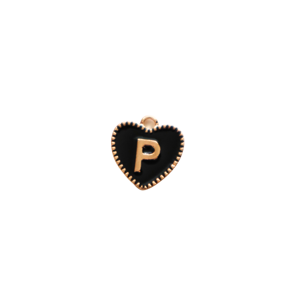 Black Textured “P” Heart