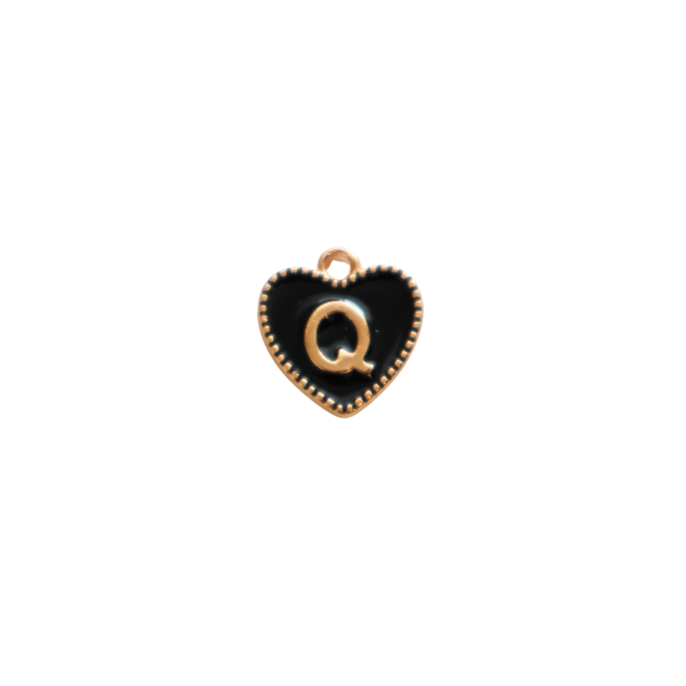 Black Textured “Q” Heart