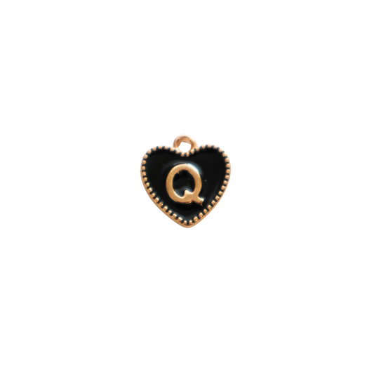 Black Textured “Q” Heart