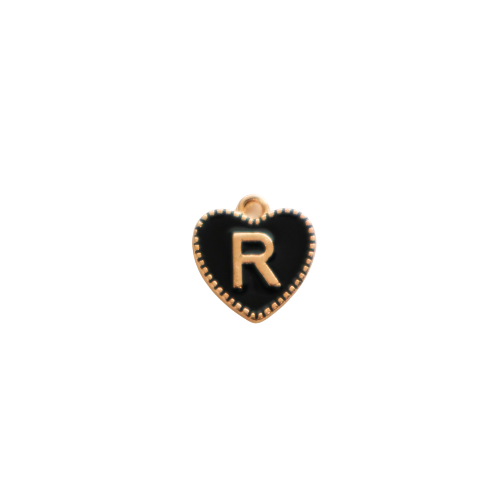 Black Textured “R” Heart