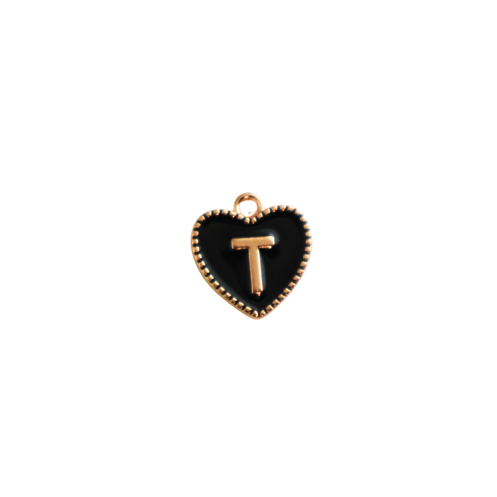 Black Textured “T” Heart