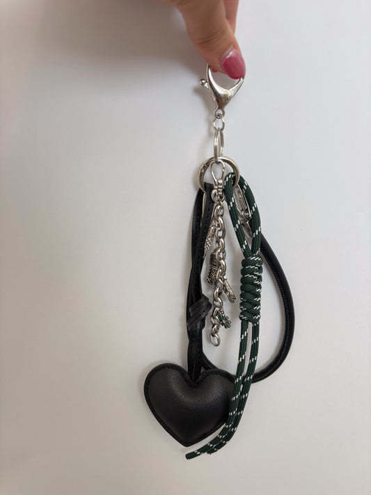 Silver Black Bag Charm