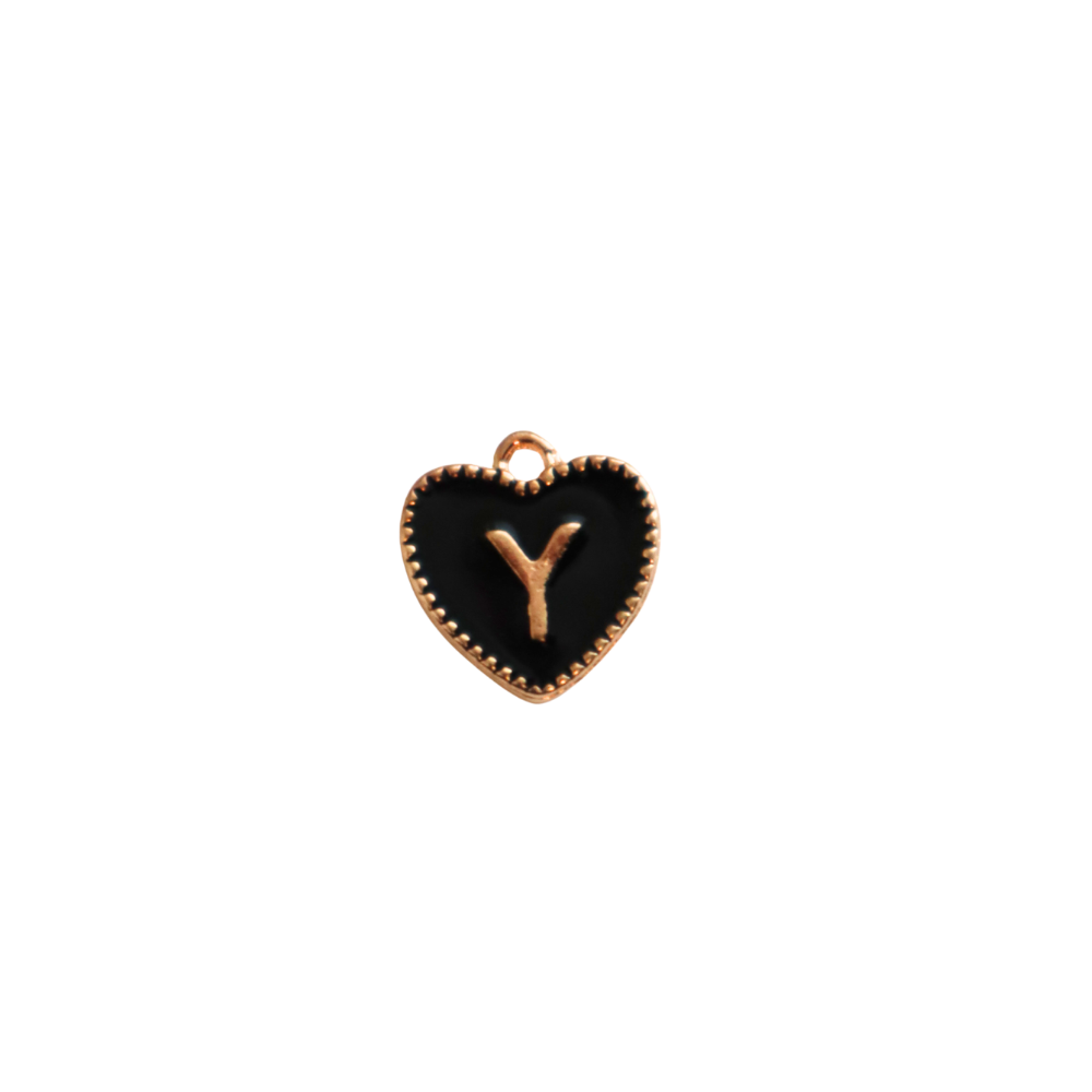 Black Textured “Y” Heart