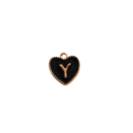 Black Textured “Y” Heart