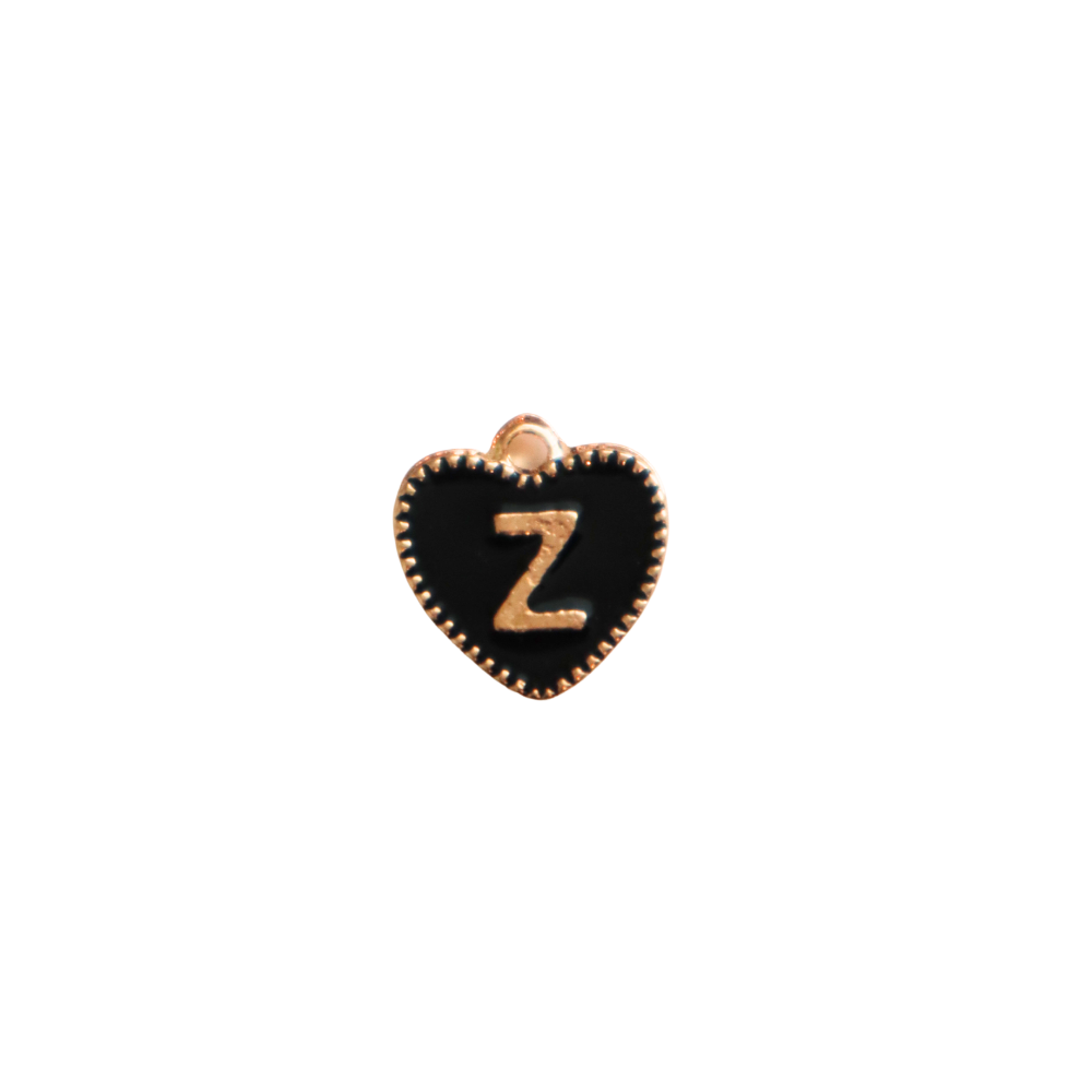 Black Textured “Z” Heart