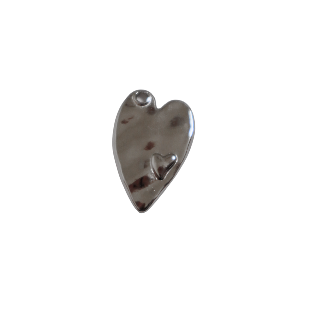 Imprinted Silver Heart Charm