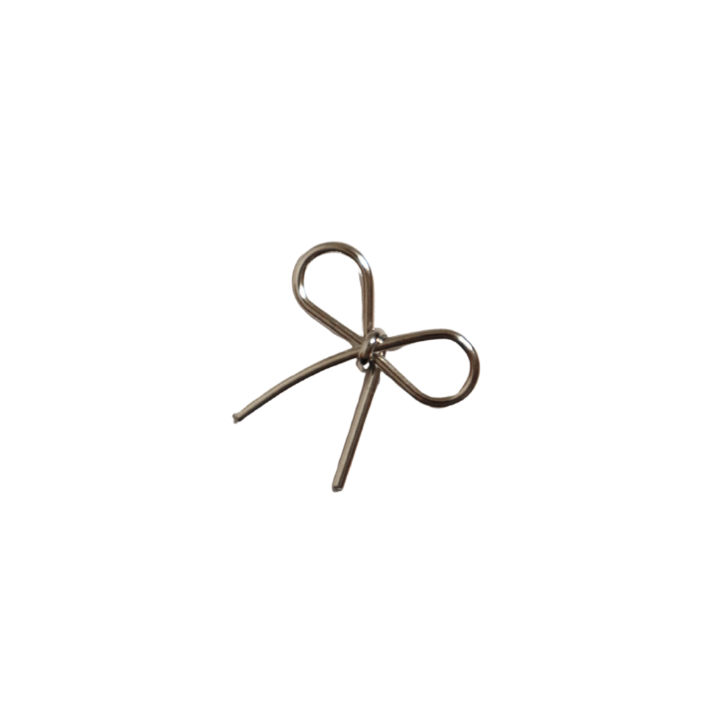 Thin Bowknot Charm Silver