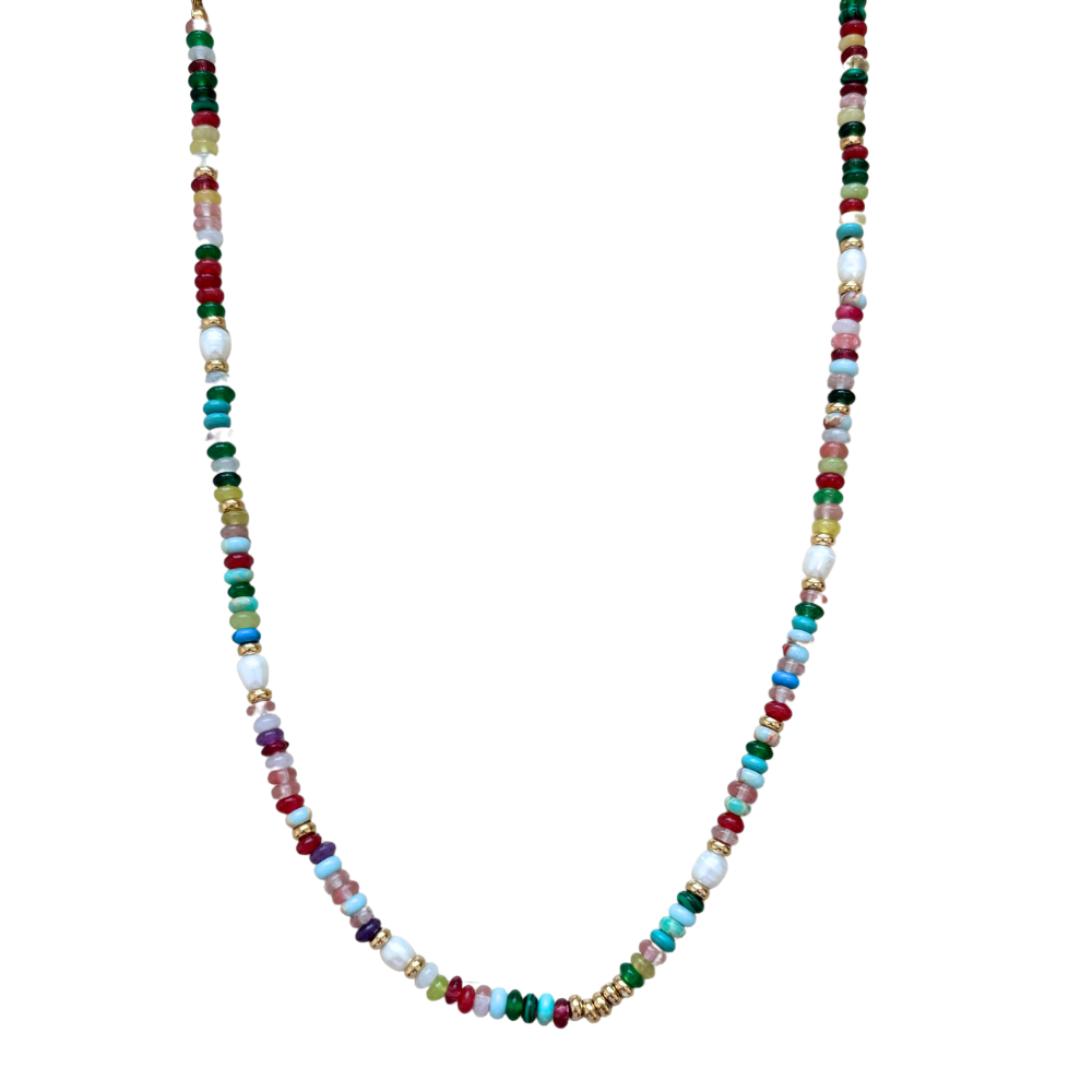 Dark Multicolored Beaded Necklace