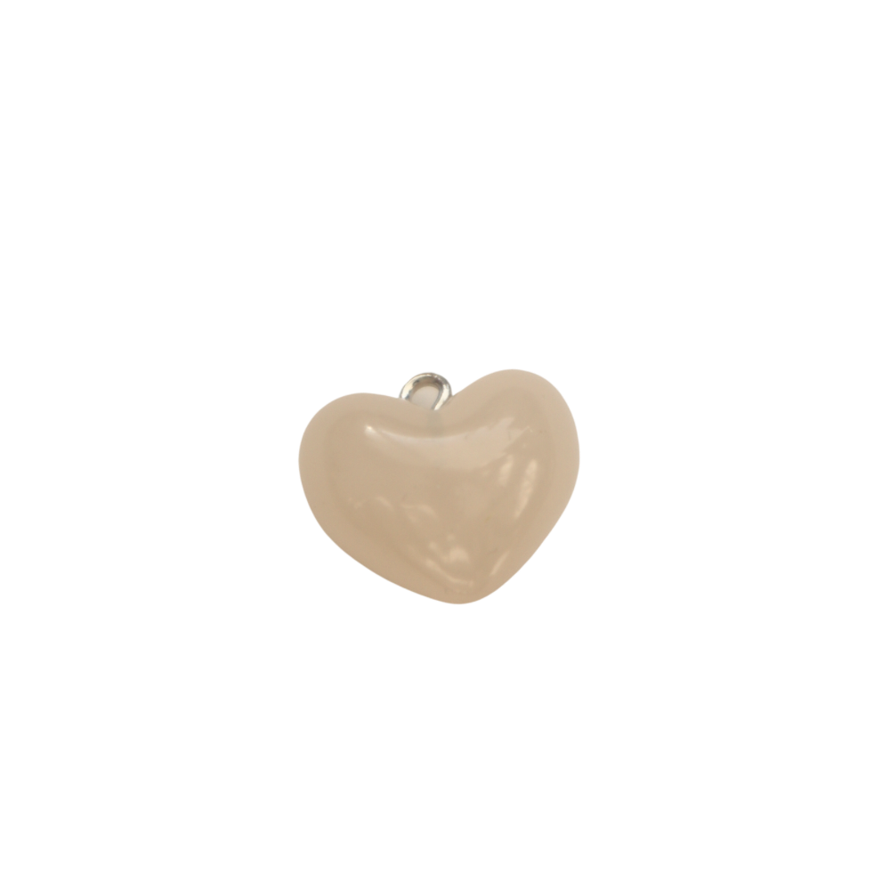 White Puff Heart Charm