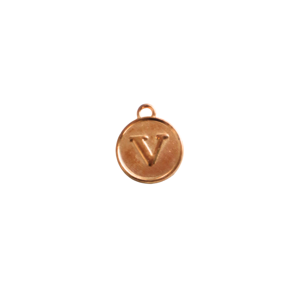 Circle Gold “V” Charm