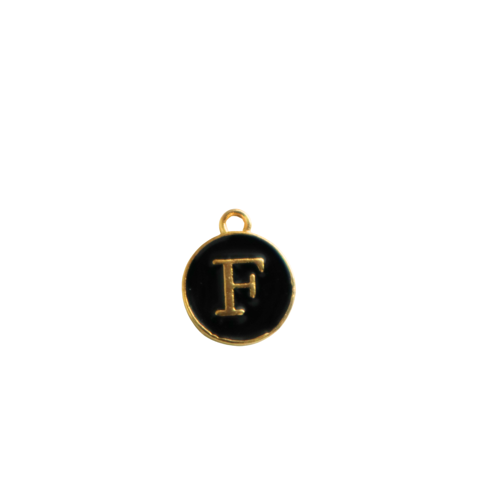 Circle Black “F” Charm