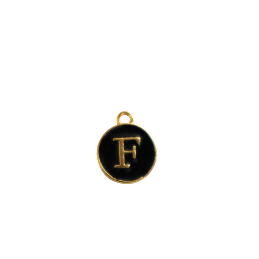 Circle Black “F” Charm