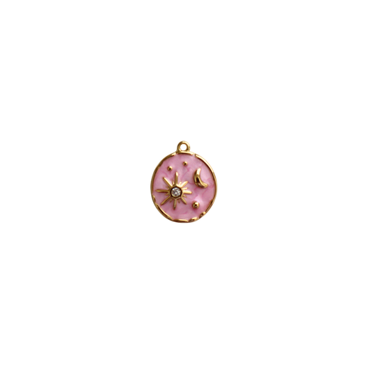 Gold Filled Pink Sun Star Circle