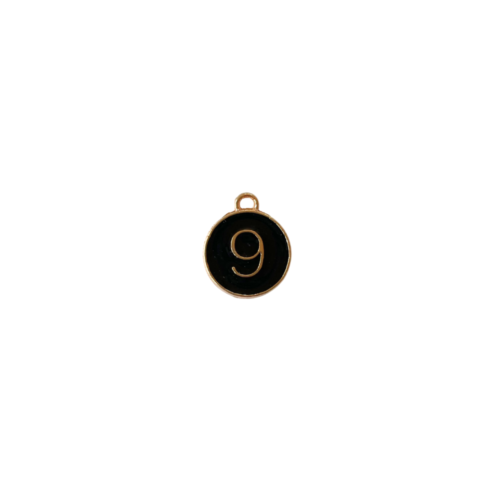 Black Circle “9” Charm