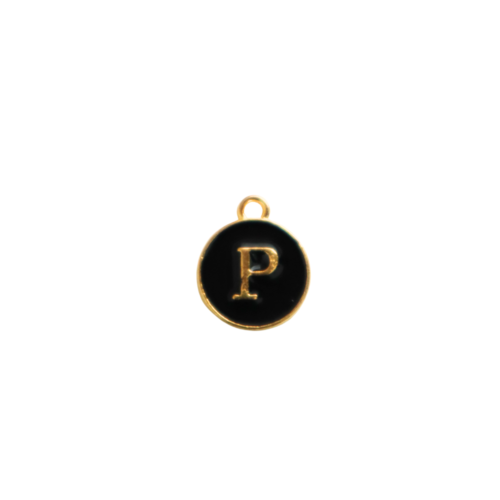 Circle Black “P” Charm