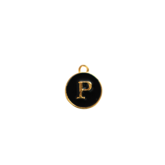 Circle Black “P” Charm