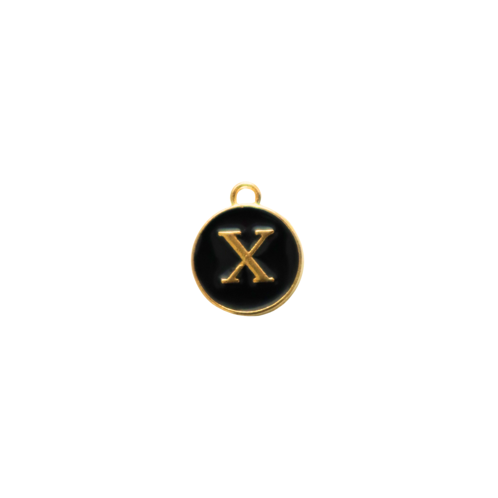 Circle Black “X” Charm