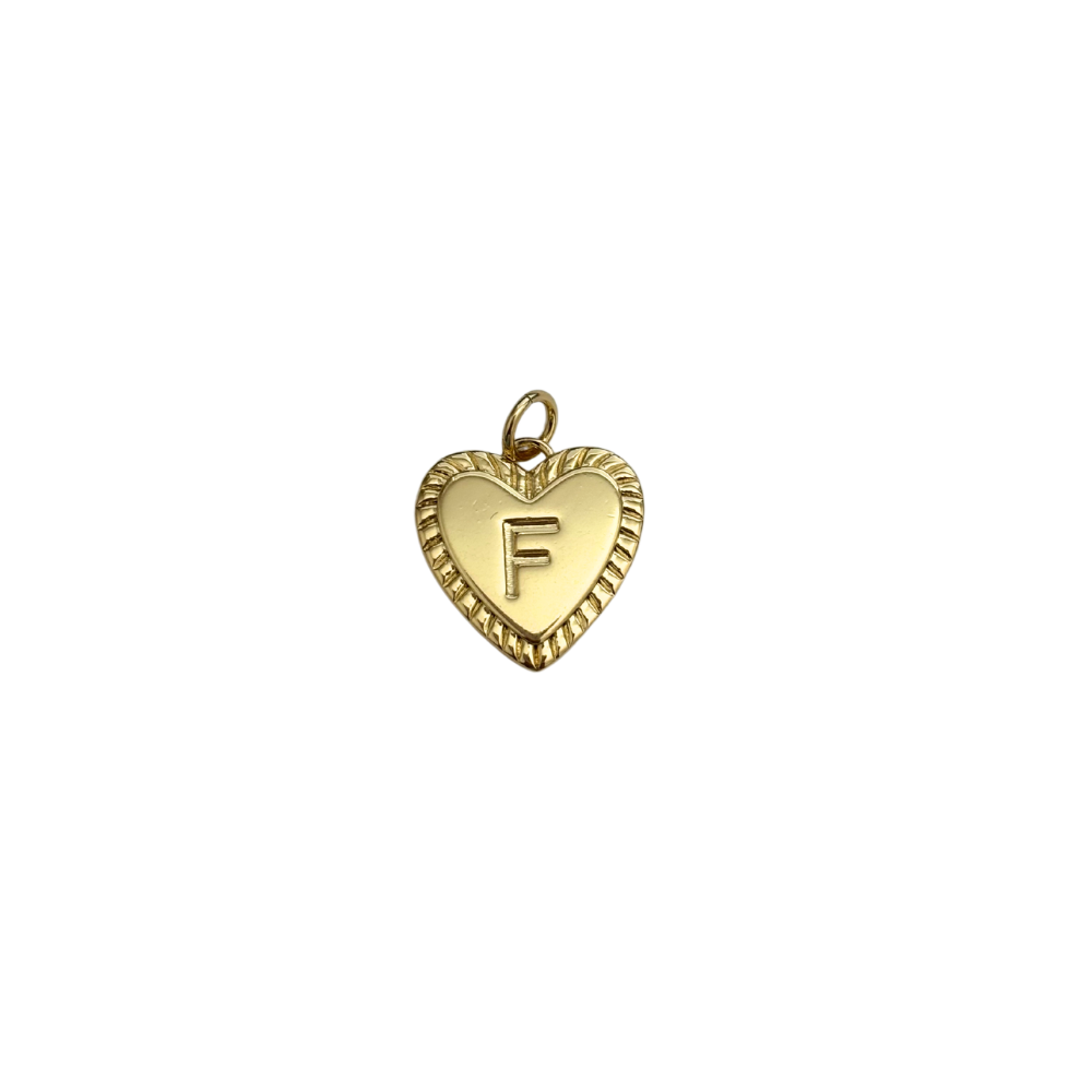 Gold Filled Textured “F” Heart