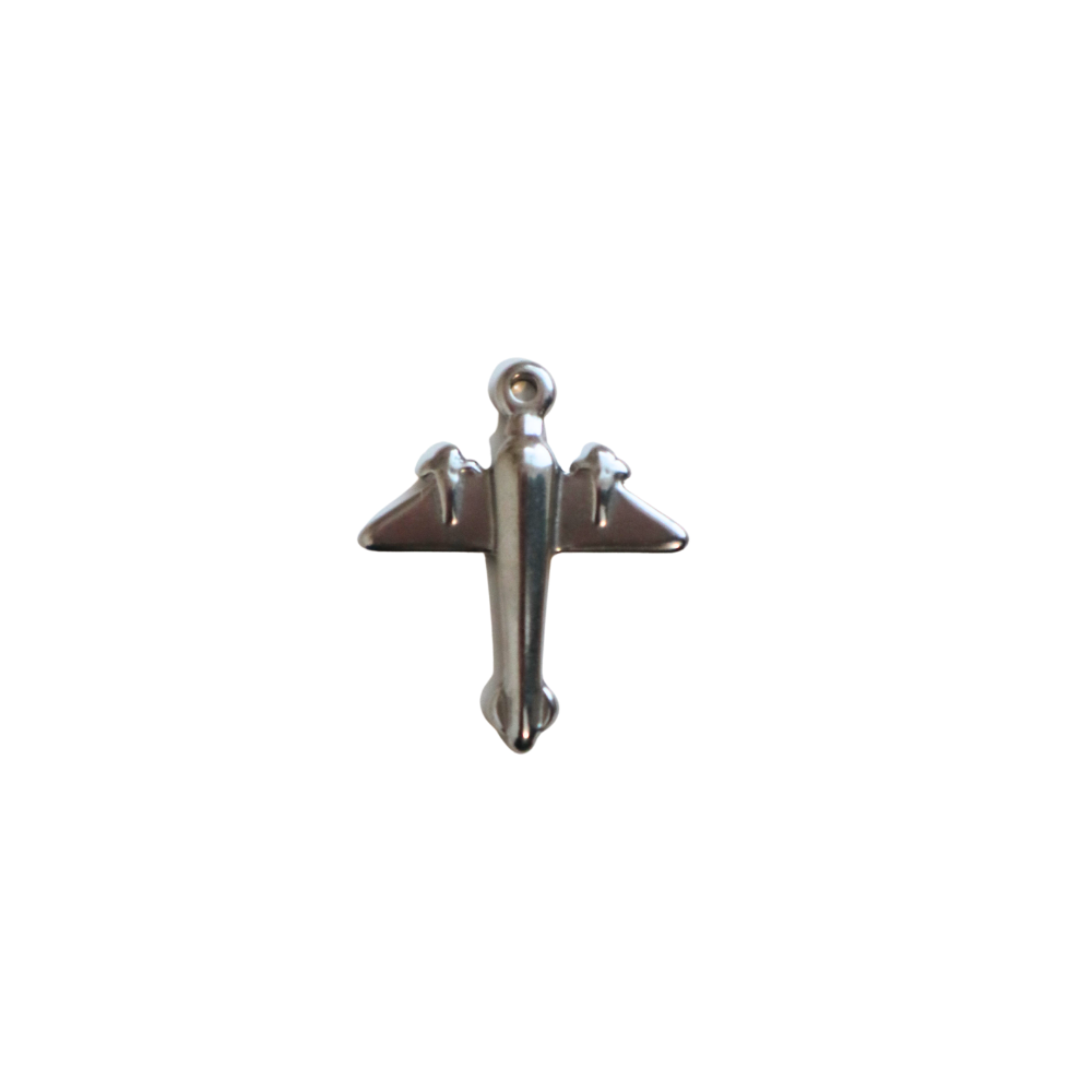 Silver 3D Airplane Charm