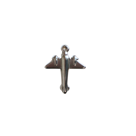 Silver 3D Airplane Charm