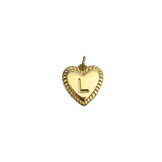 Gold Filled Textured “L” Heart