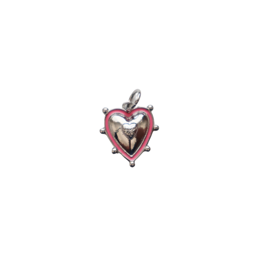 Pink Outlined Silver Heart