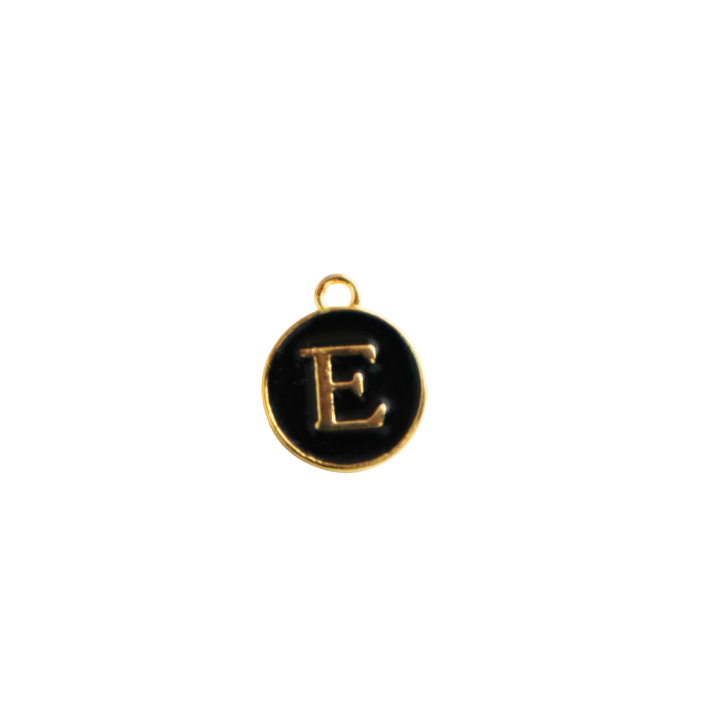 Circle Black “E” Charm