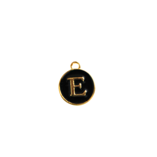 Circle Black “E” Charm