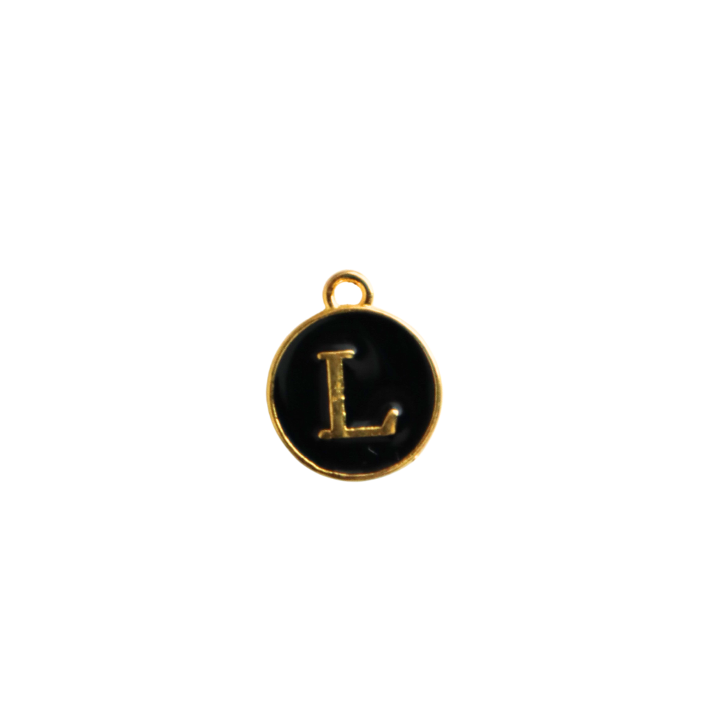 Circle Black “L” Charm