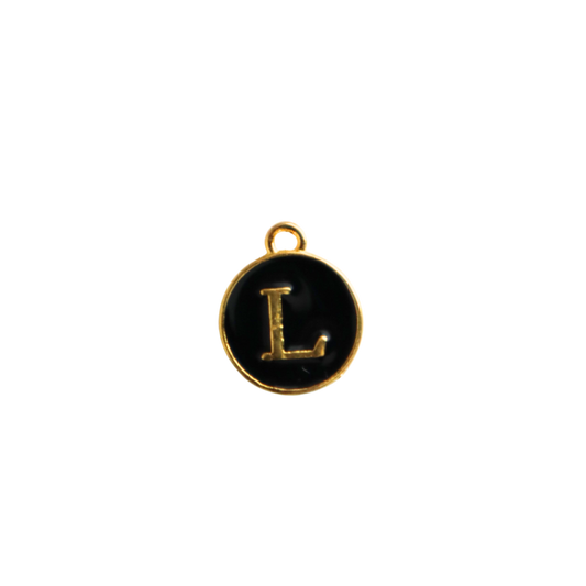 Circle Black “L” Charm