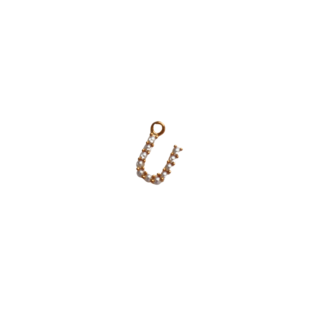 Small Gold Pearl U Letter