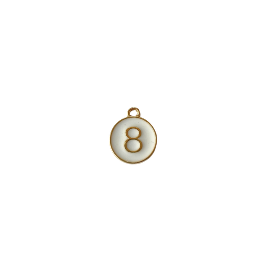 White Circle “8” Charm