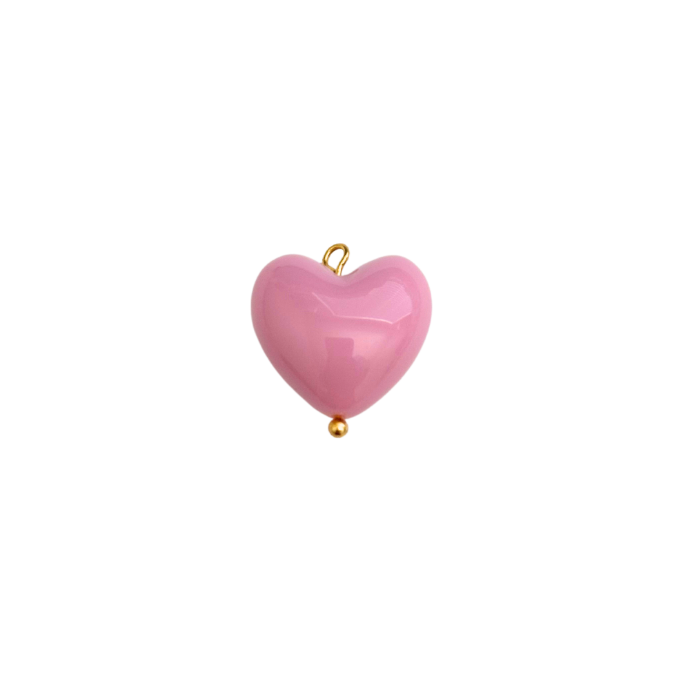 Pink Puff Heart Charm