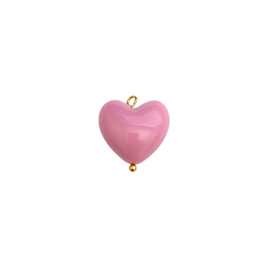 Pink Puff Heart Charm